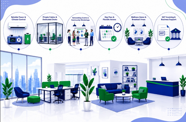 How coworking amenities compare to traditional office - comparison showing cost savings and benefits of shared workspace amenities